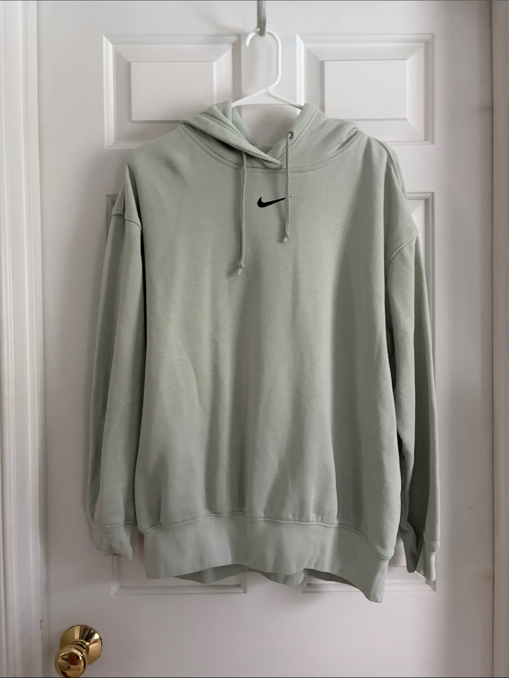 Nike Light Sage Green Men's Hoodie with Black Swoosh